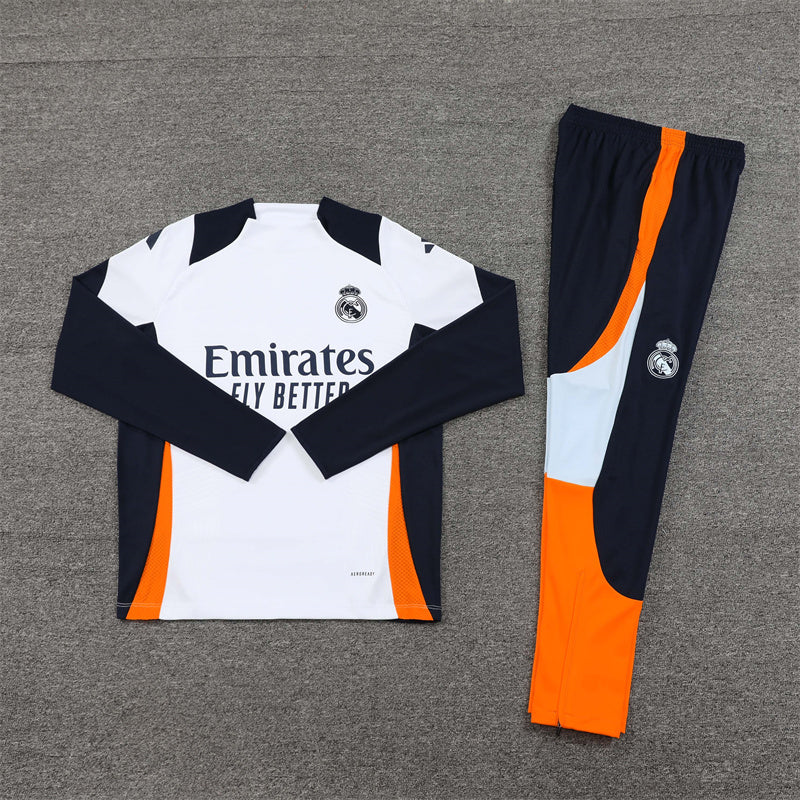 Real Madrid 2024/25 Training Tracksuit (White + Orange #7)