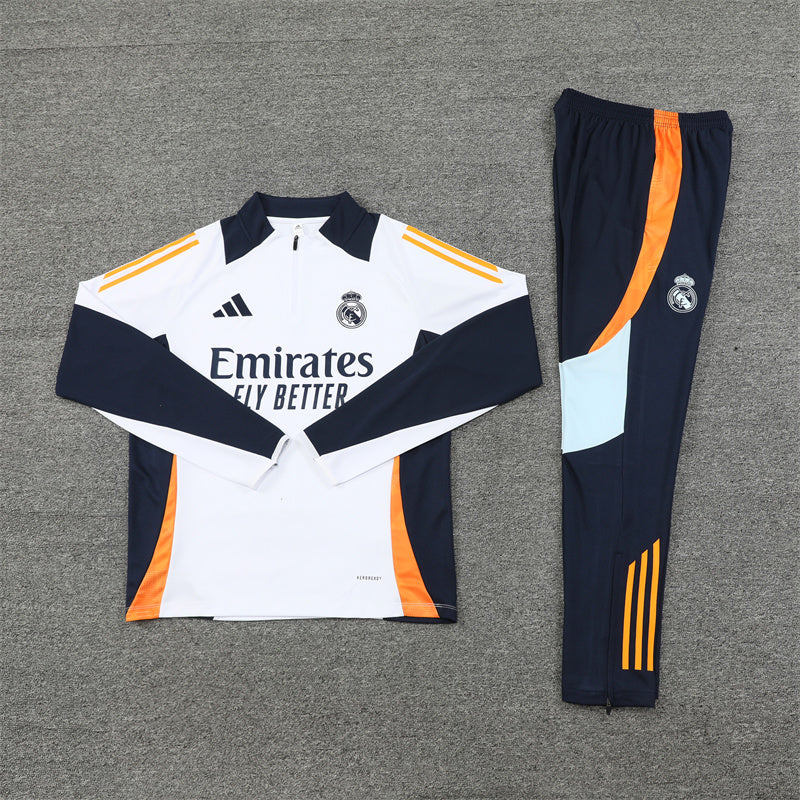 Real Madrid 2024/25 Training Tracksuit (White + Orange #2)