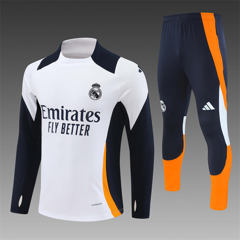 Real Madrid 2024/25 Training Tracksuit (White + Orange #7)
