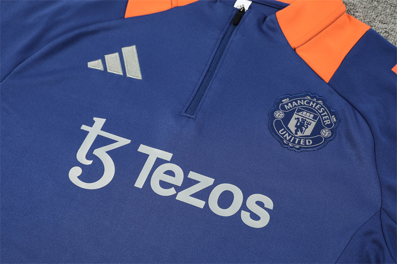 Manchester United 2024/25 Training Tracksuit (Navy and Orange)