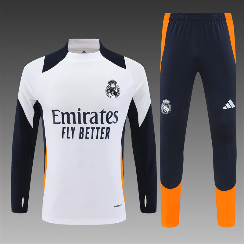Real Madrid 2024/25 Training Tracksuit (White + Orange #7)