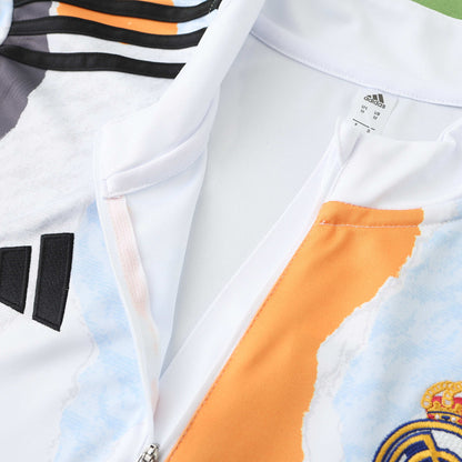 Real Madrid 2024/25 Training Tracksuit (White + Orange)