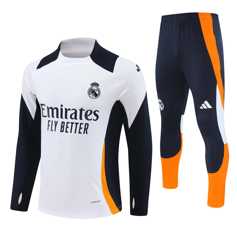Real Madrid 2024/25 Training Tracksuit (White + Orange #7)