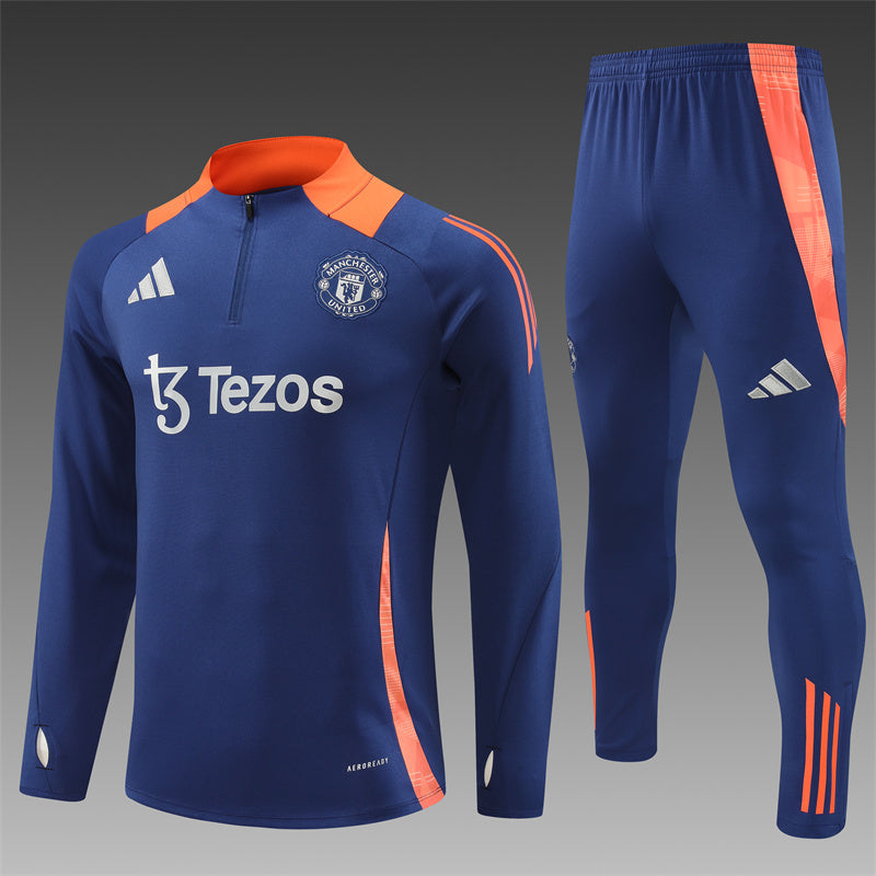 Manchester United 2024/25 Training Tracksuit (Navy and Orange)