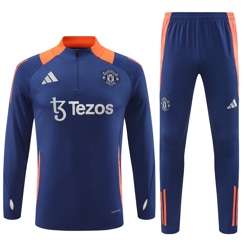 Manchester United 2024/25 Training Tracksuit (Navy and Orange)