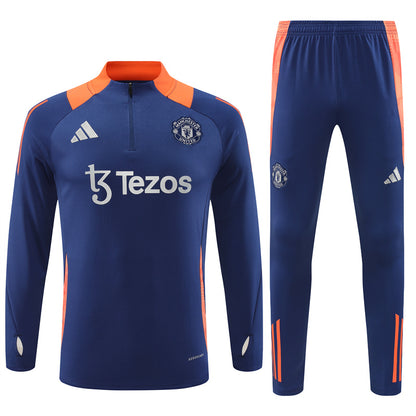 Manchester United 2024/25 Training Tracksuit (Navy and Orange)