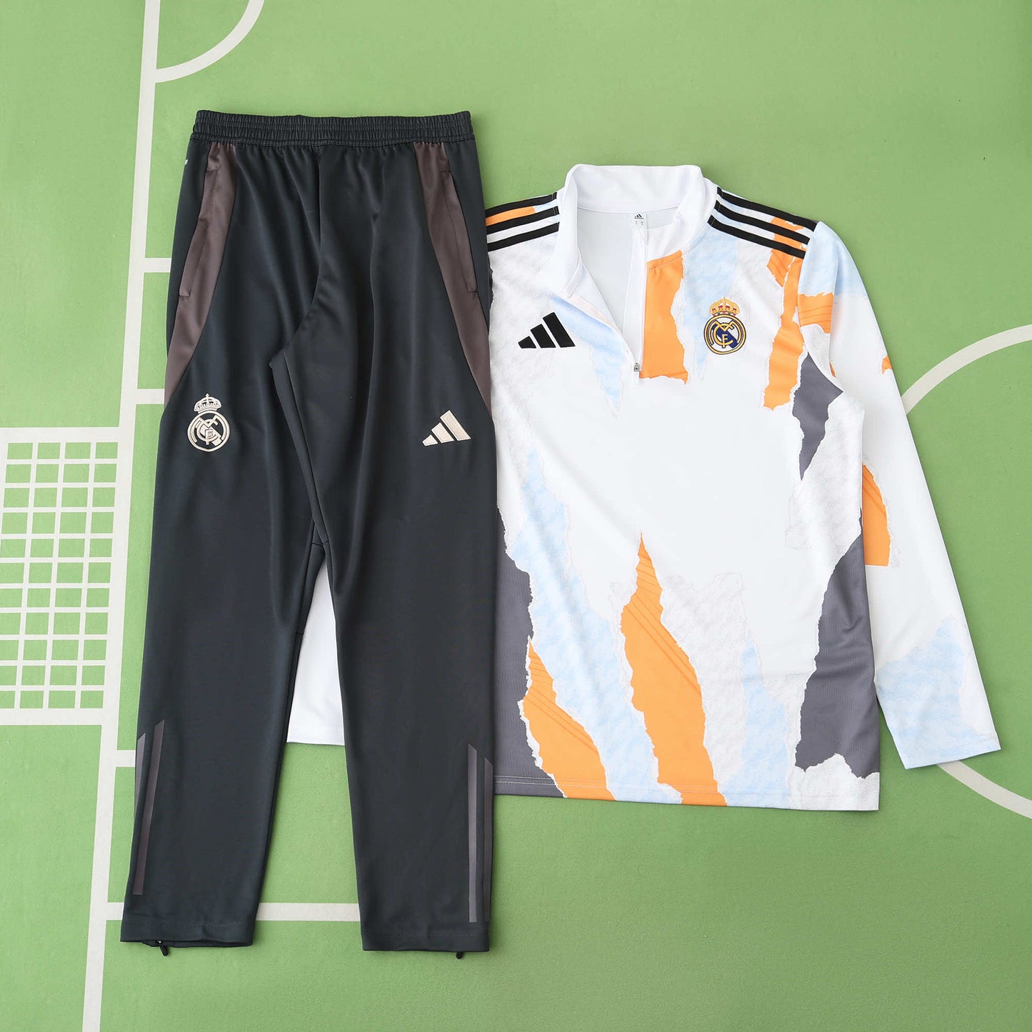 Real Madrid 2024/25 Training Tracksuit (White + Orange)