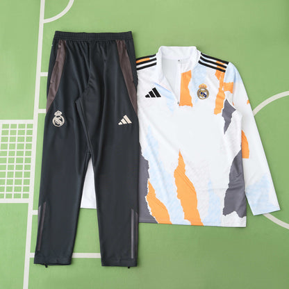 Real Madrid 2024/25 Training Tracksuit (White + Orange)