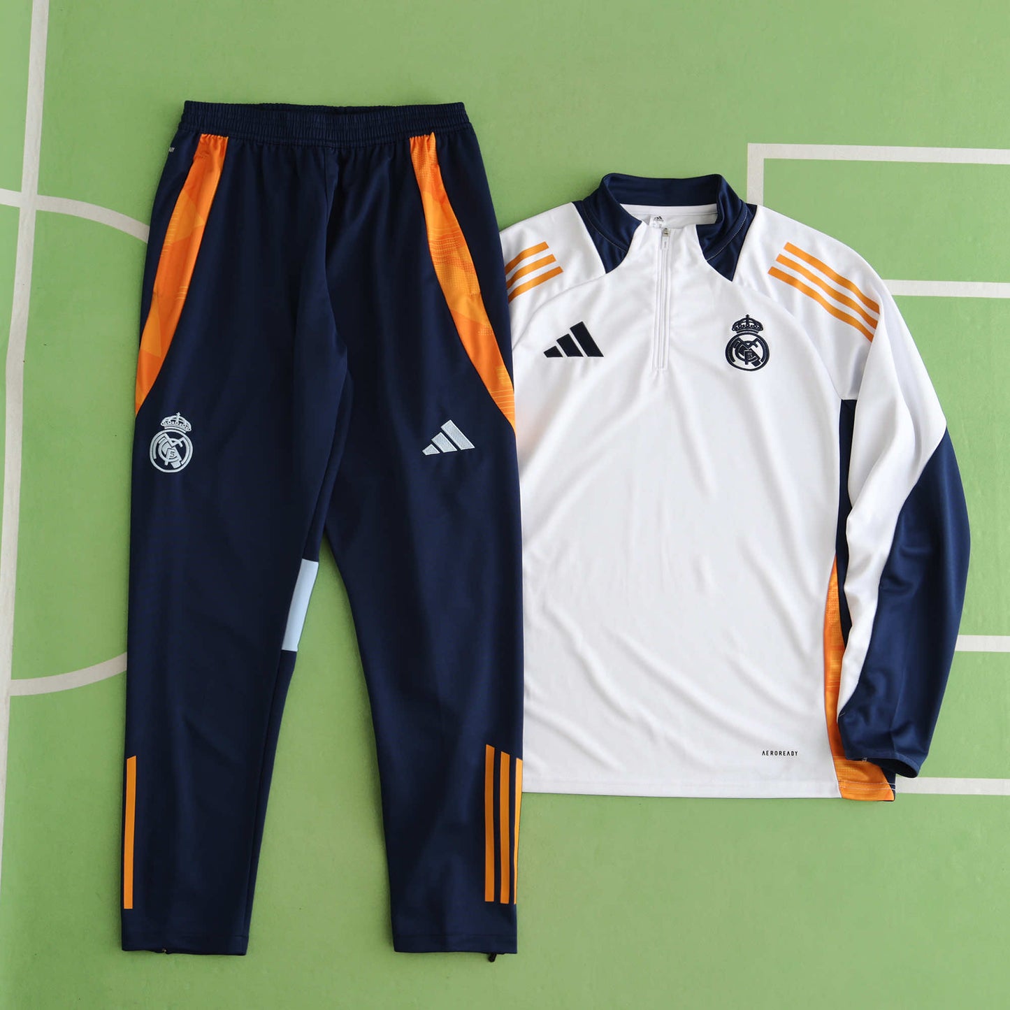 Real Madrid 2024/25 Training Tracksuit (White + Orange #4)