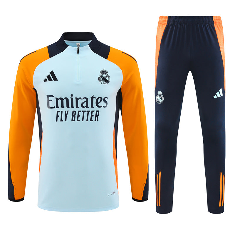 Real Madrid 2024/25 Training Tracksuit (White + Orange #5)