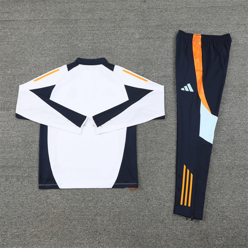 Real Madrid 2024/25 Training Tracksuit (White + Orange #2)