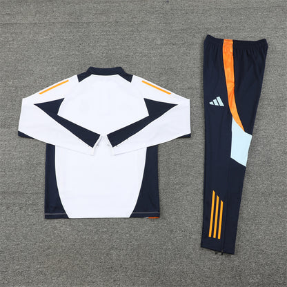 Real Madrid 2024/25 Training Tracksuit (White + Orange #2)
