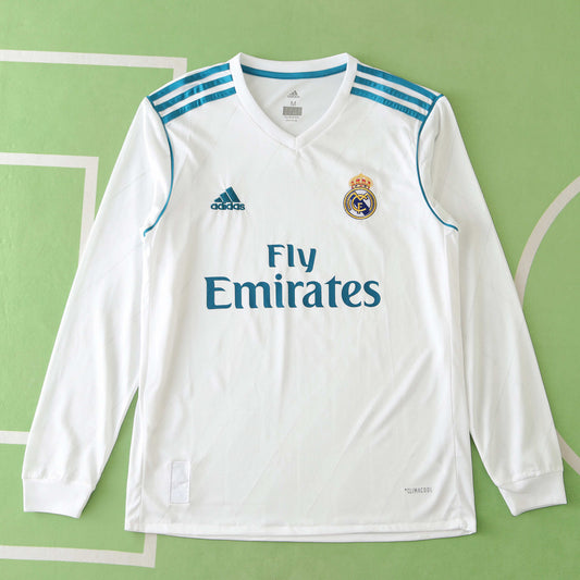 Real Madrid 2017/18 Longsleeved Home Jersey - Retro Edition - The Jersey Vault