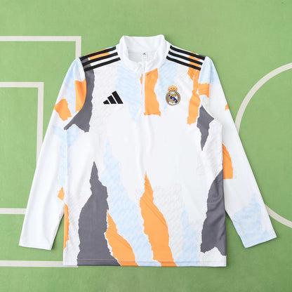 Real Madrid 2024/25 Training Tracksuit (White + Orange)