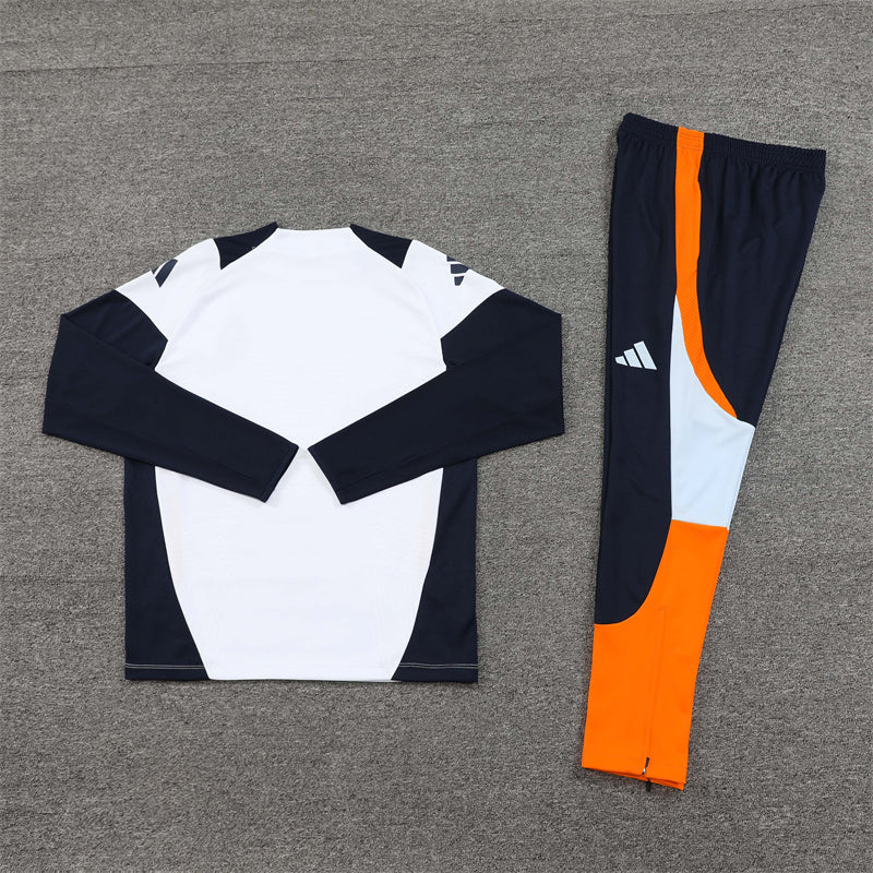 Real Madrid 2024/25 Training Tracksuit (White + Orange #7)