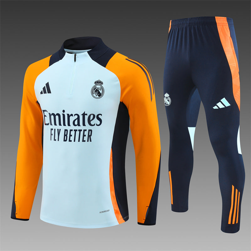 Real Madrid 2024/25 Training Tracksuit (White + Orange #5)
