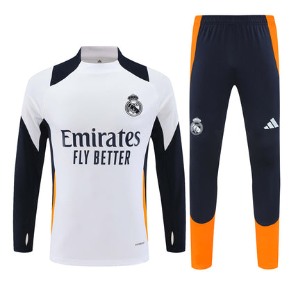 Real Madrid 2024/25 Training Tracksuit (White + Orange #7)