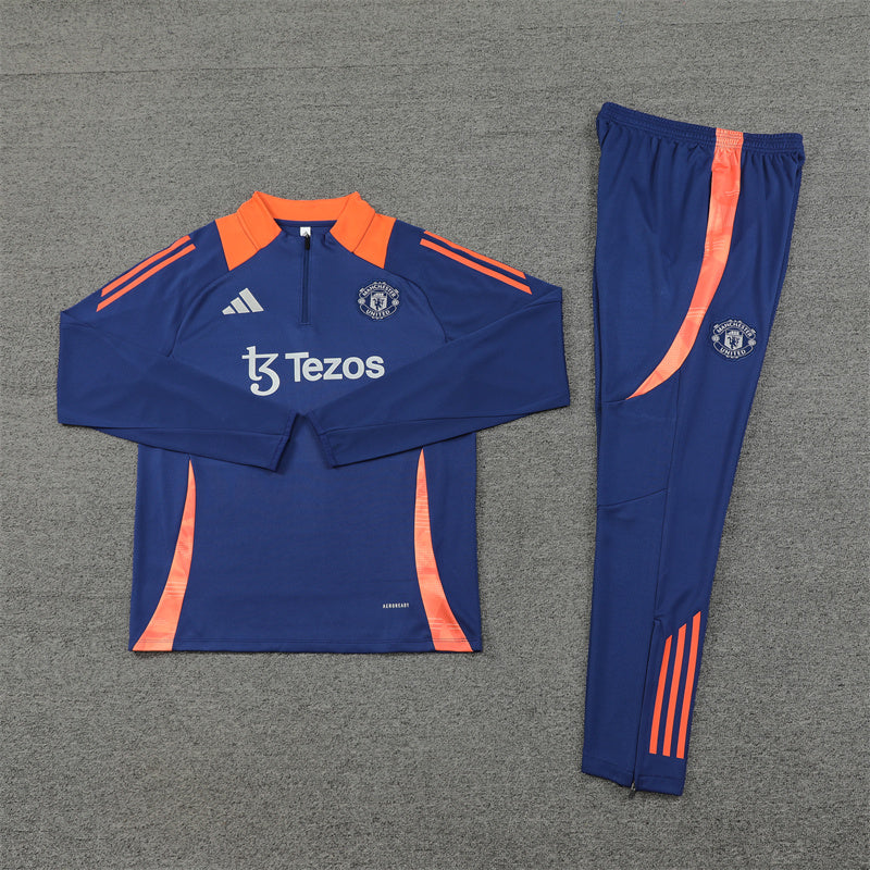 Manchester United 2024/25 Training Tracksuit (Navy and Orange)