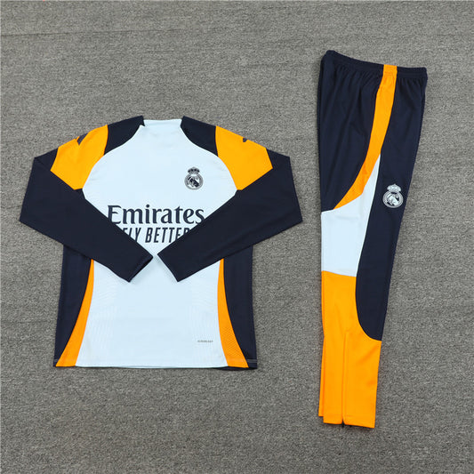 Real Madrid 2024/25 Training Tracksuit (White + Orange #6)