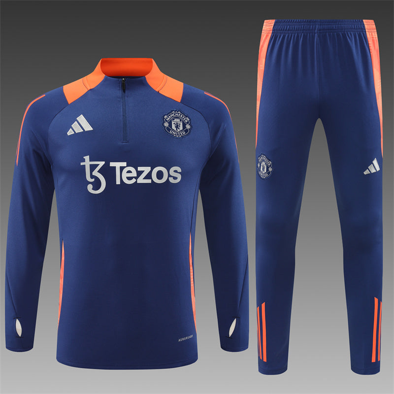 Manchester United 2024/25 Training Tracksuit (Navy and Orange)