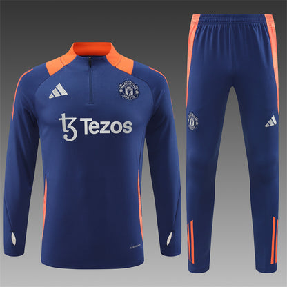 Manchester United 2024/25 Training Tracksuit (Navy and Orange)