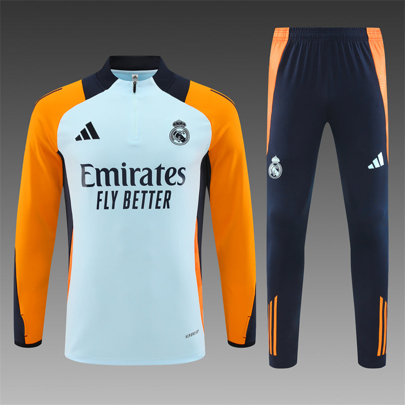 Real Madrid 2024/25 Training Tracksuit (White + Orange #5)