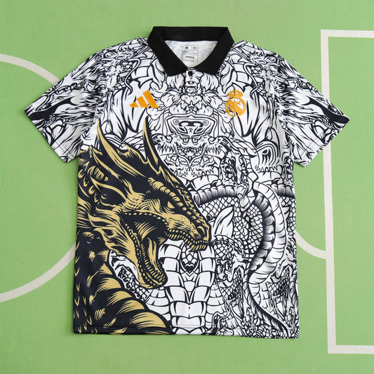 Real Madrid 2024/25 The Year of the Loong Jersey - Special Edition (Black & White)