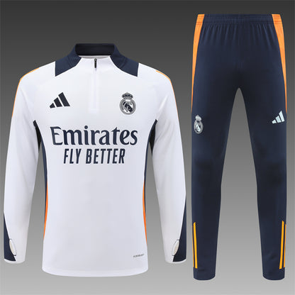 Real Madrid 2024/25 Training Tracksuit (White + Orange #2)