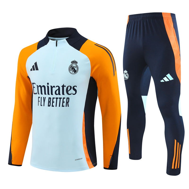 Real Madrid 2024/25 Training Tracksuit (White + Orange #5)
