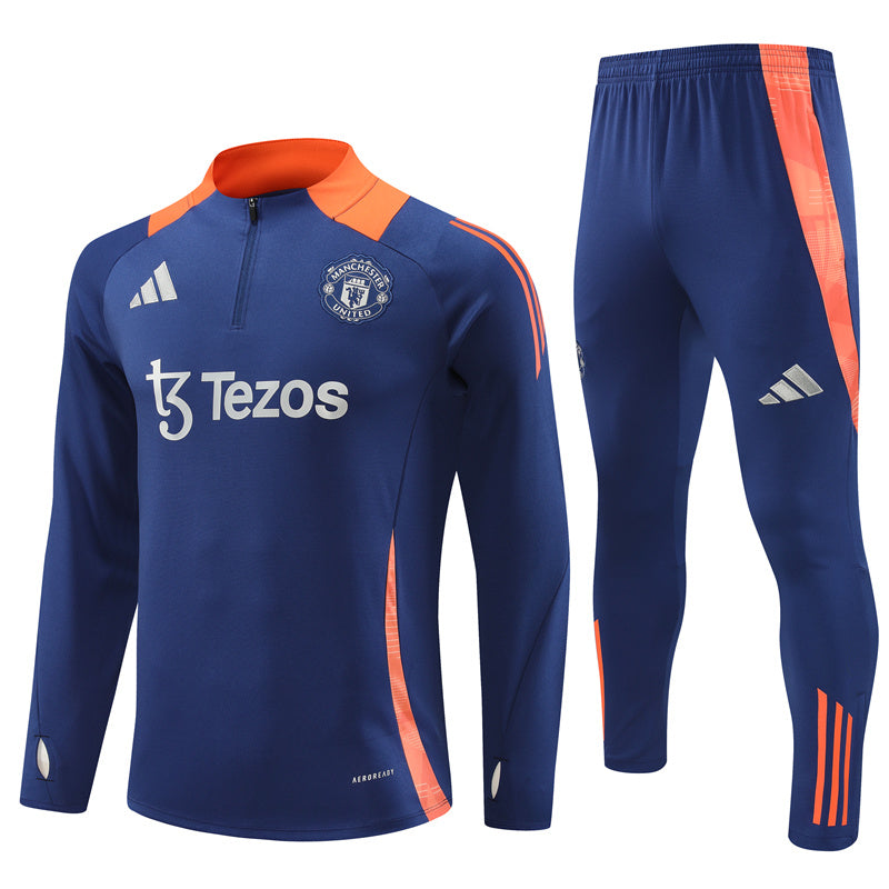 Manchester United 2024/25 Training Tracksuit (Navy and Orange)